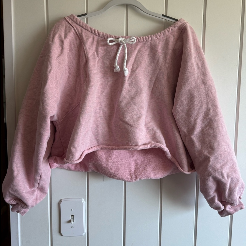 Pink Off-Shoulder Sweatshirt